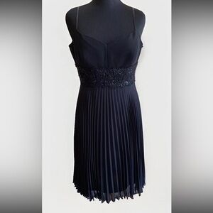 Ann Taylor Black Beaded Pleated LBD 4P
